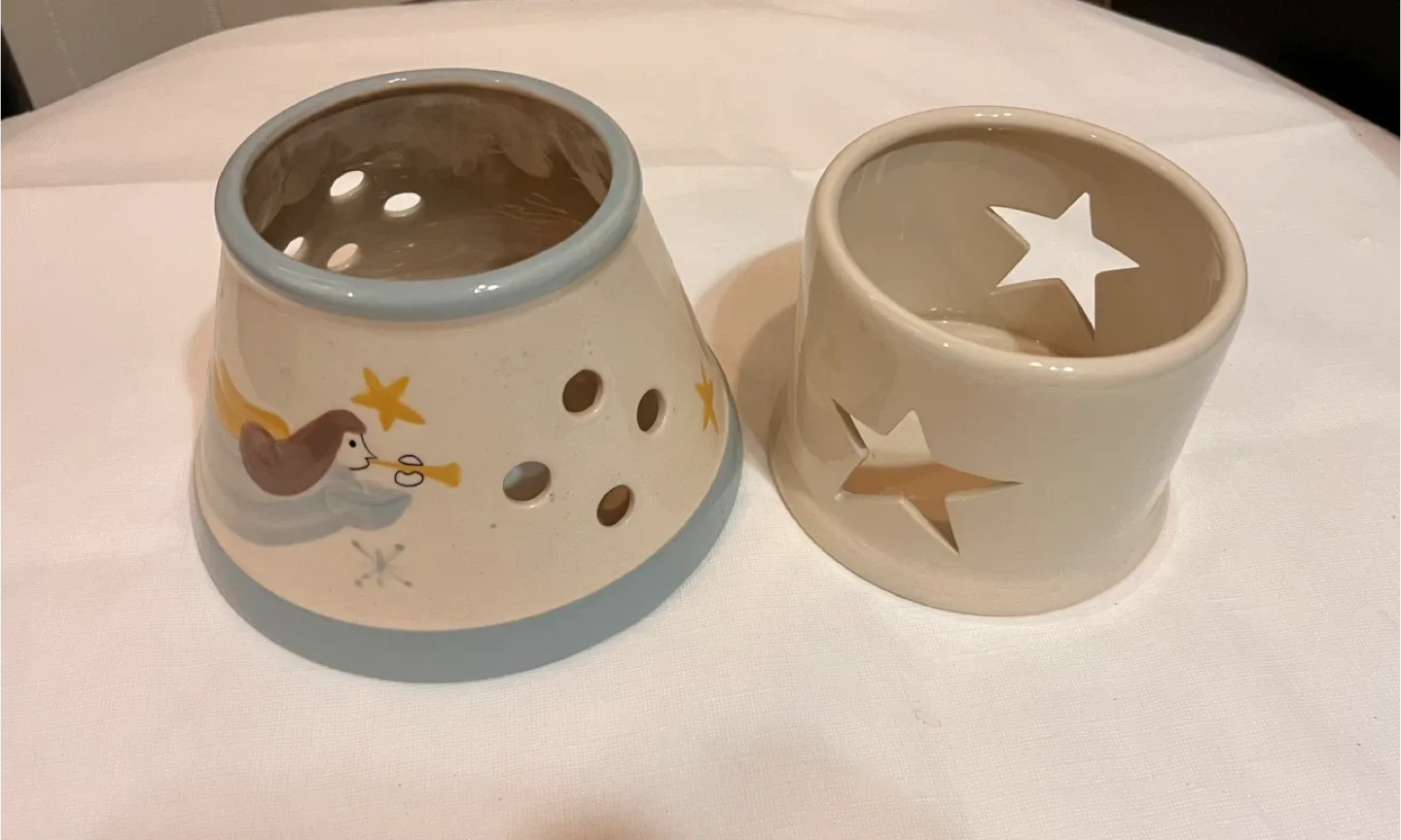 2 PIECE ANGEL HOME DECORATIVE JAR 9” CANDLE HOLDER WITH SHADE image indicator(2)