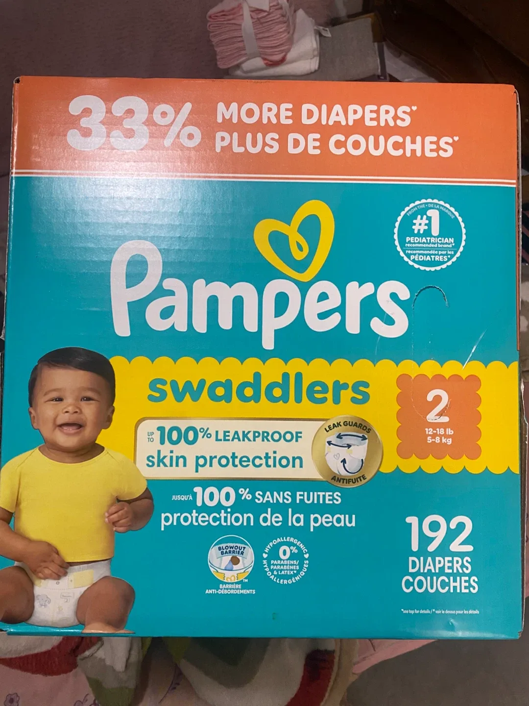 Pampers Swaddlers Size 2 (12-18 lb) - 192 Diapers thumbnail