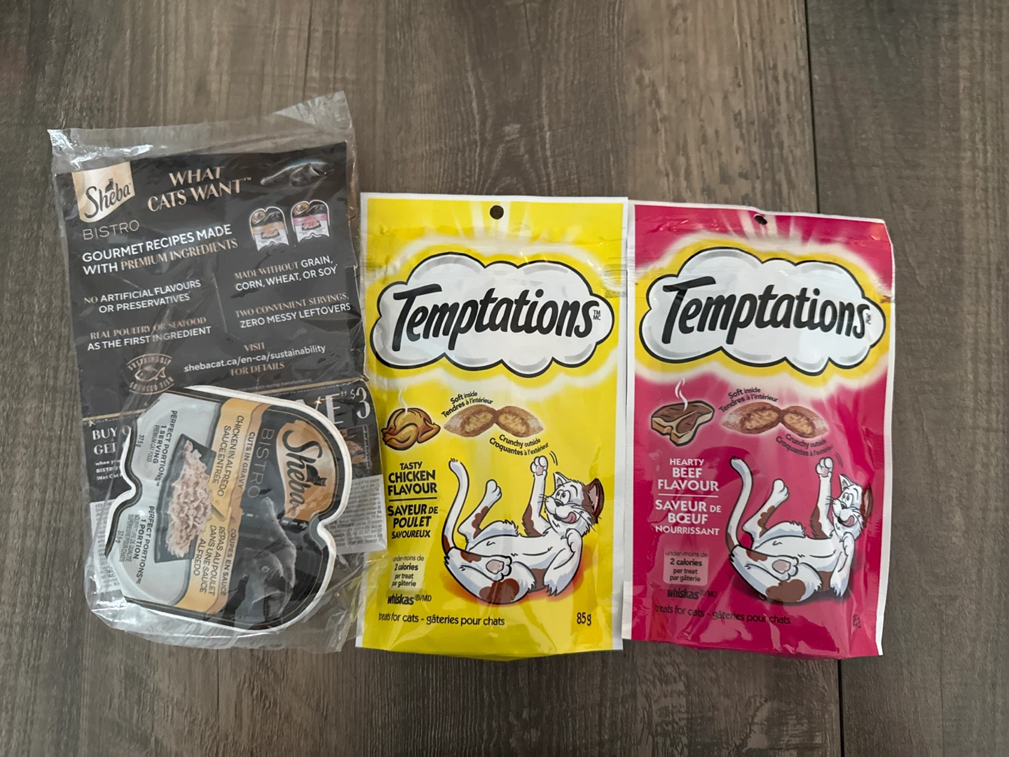 Cat Treats + food (Temptations & Sheba)