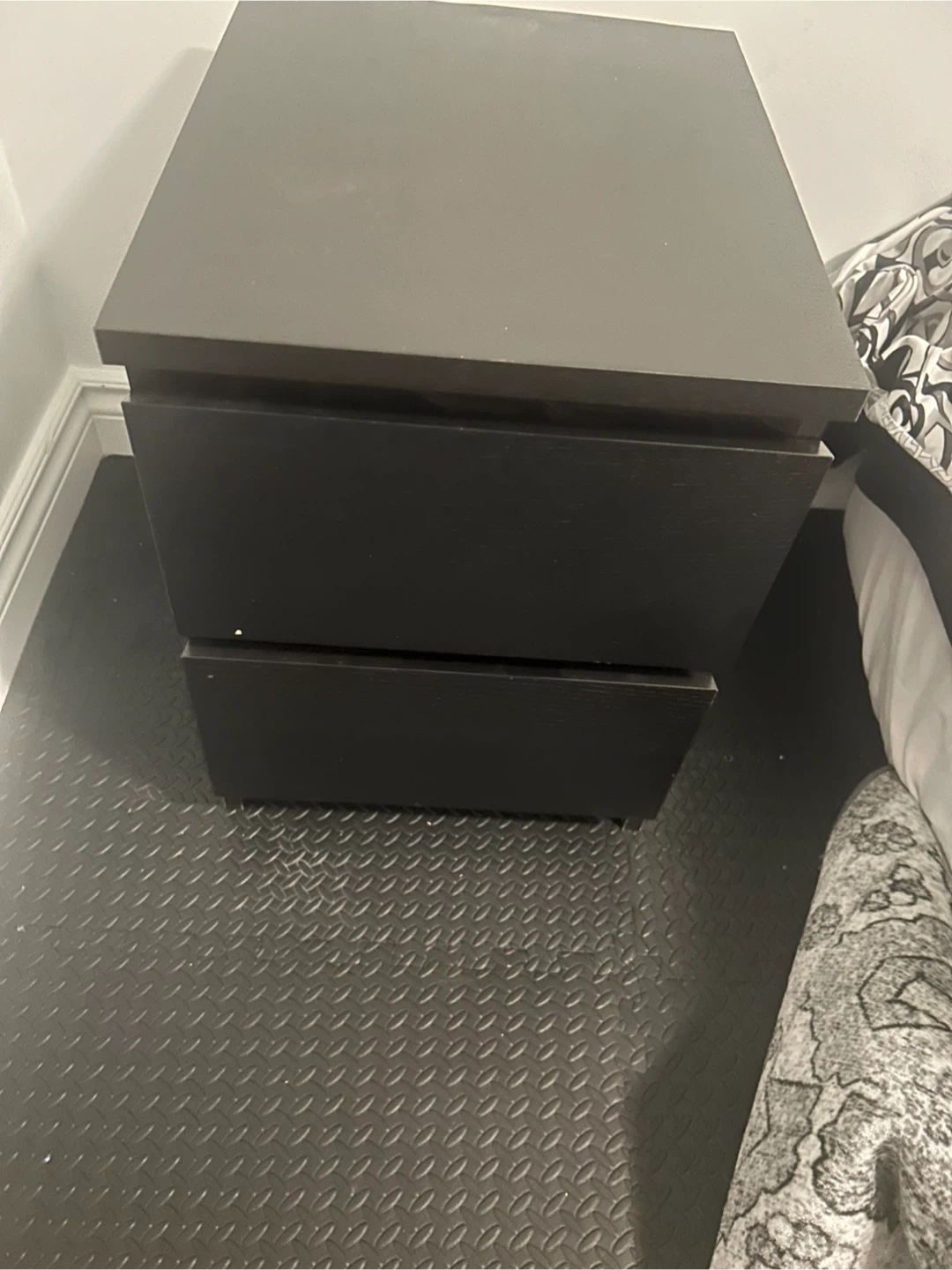 Ikea Mala Black 2-Drawer Nightstand - photo 5