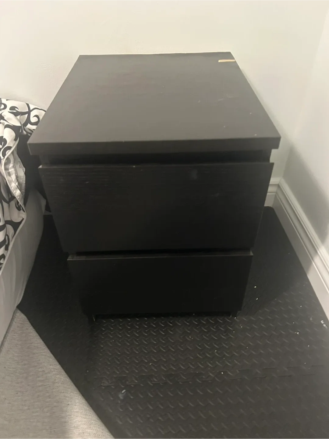 Ikea Mala Black 2-Drawer Nightstand thumbnail