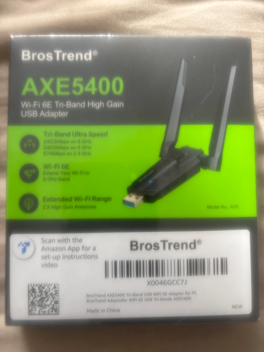 New BrosTrend AXE5400 Wi-Fi 6E USB Adapter