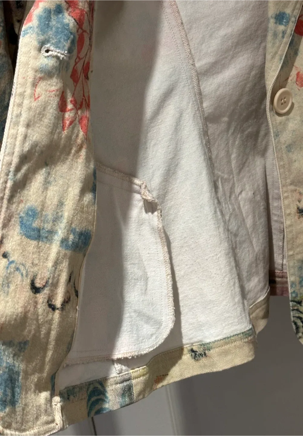 Vintage Vivienne Tam Print Denim Blazer - Size 0 image indicator(3)