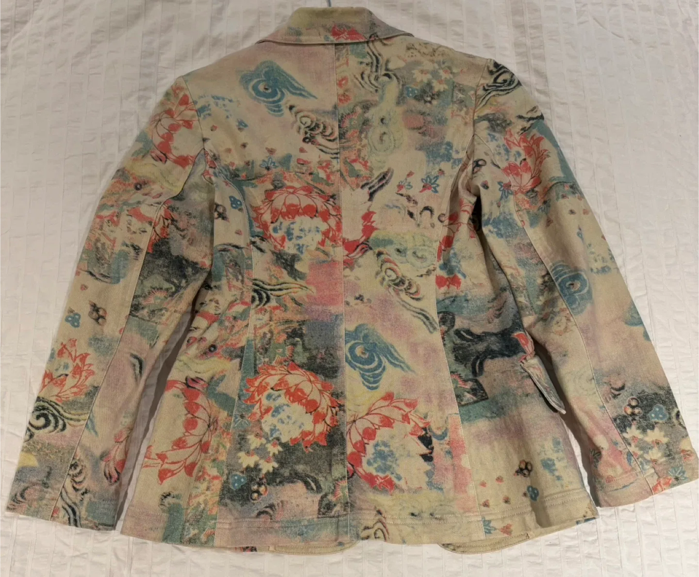Vintage Vivienne Tam Print Denim Blazer - Size 0 image indicator(4)