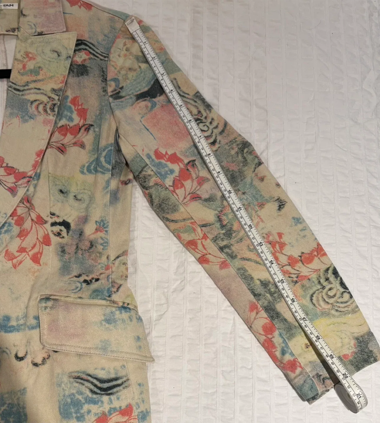 Vintage Vivienne Tam Print Denim Blazer - Size 0 image indicator(6)