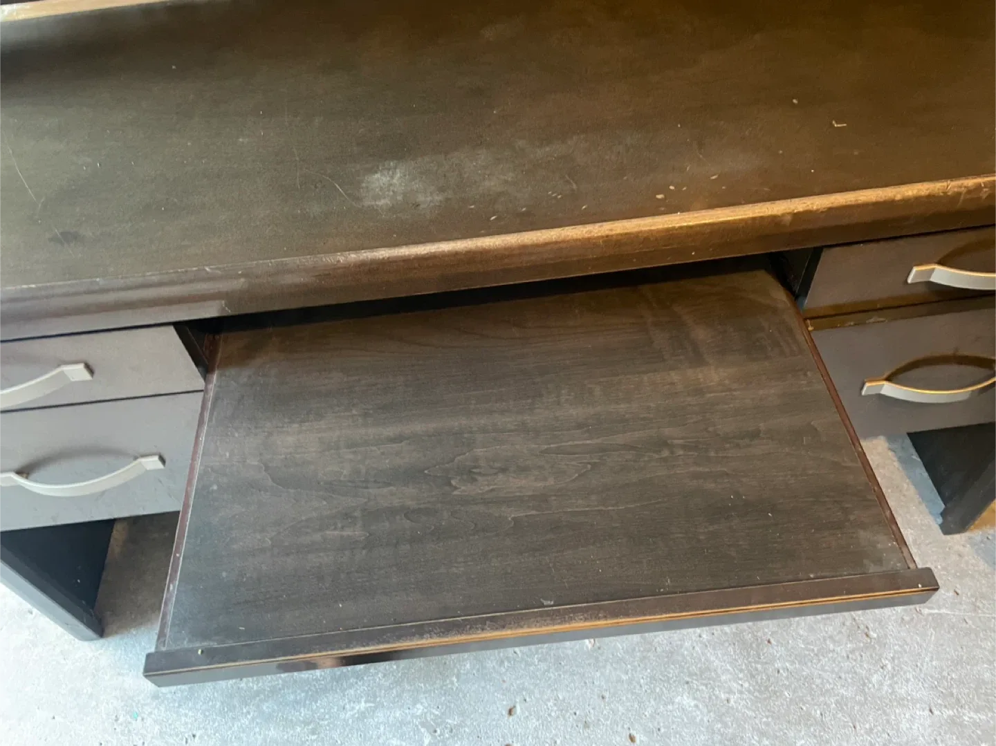 Dark Brown Wooden Desk with Hutch thumbnail