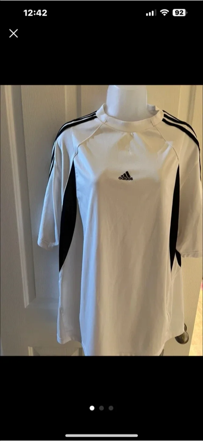 Adidas White & Black Athletic T-Shirt thumbnail