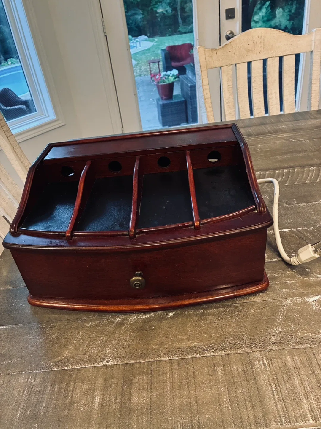 Wooden phone charging station with power bar thumbnail