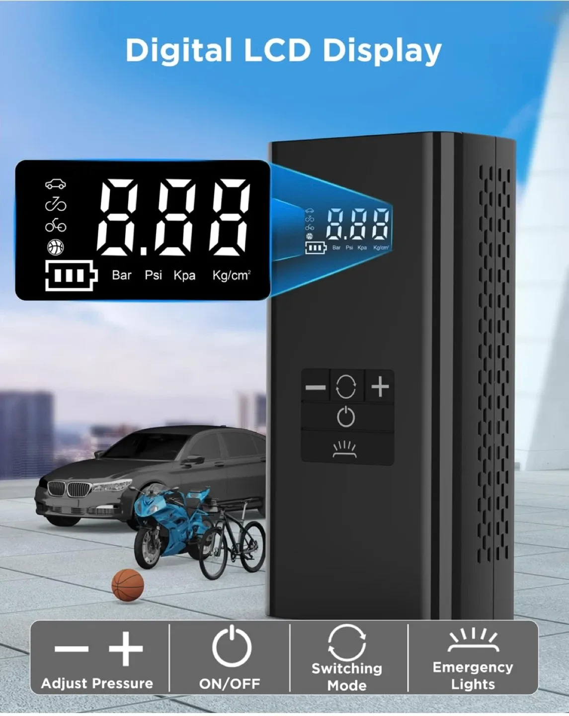 *Brand New*Tire Inflator Portable Air Compressor image indicator(4)