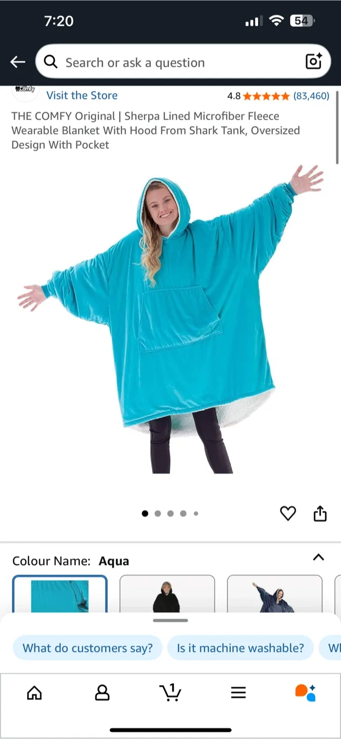 BNWT - The Comfy Original Wearable Blanket - Aqua thumbnail