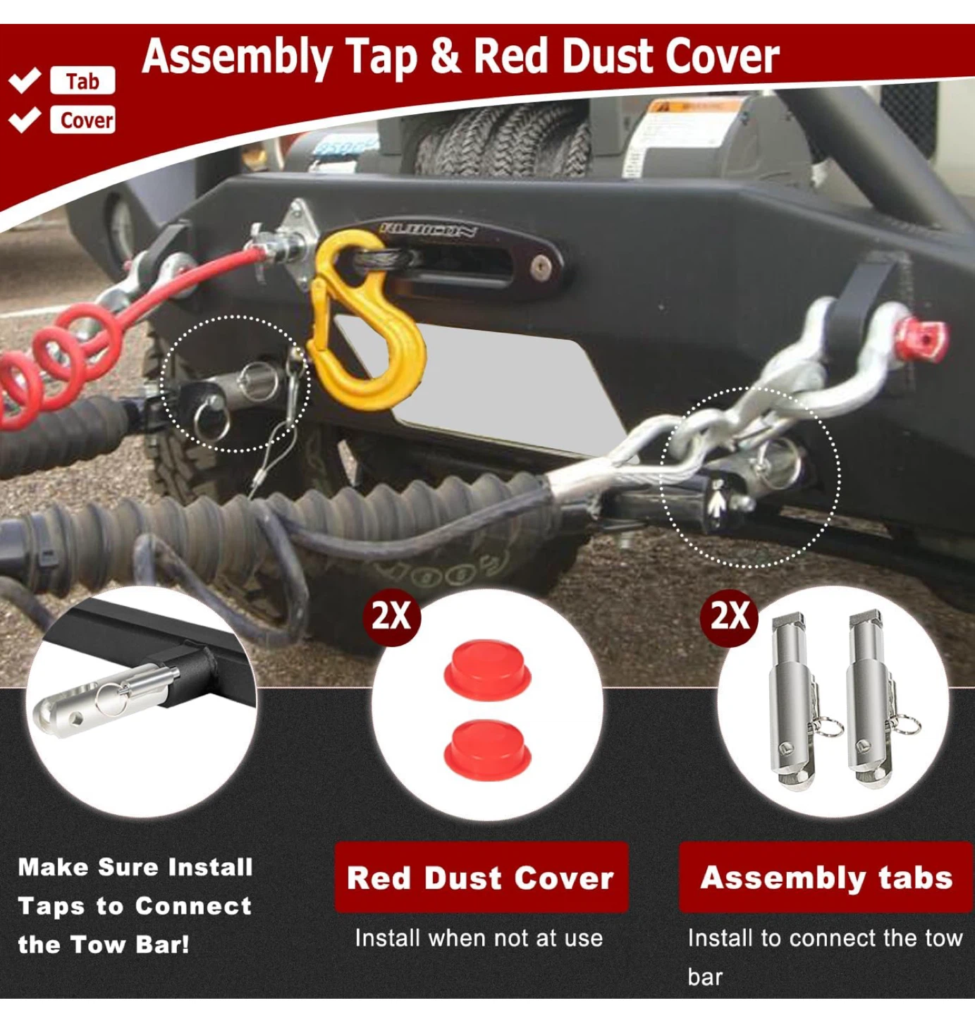 CURT Tow Bar Assembly Tap & Red Dust Cover - photo 5