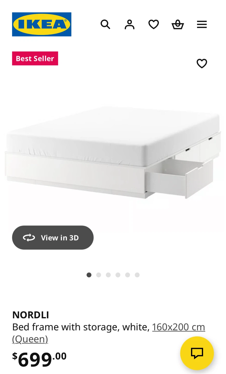 IKEA Nordli Queen Bed Frame with Storage and mattress - photo 3