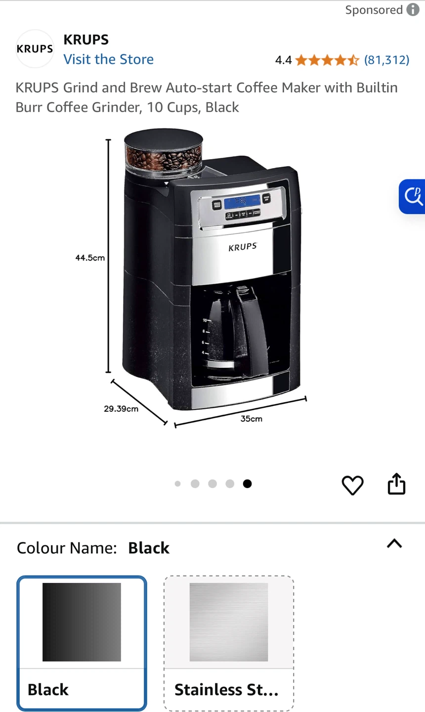 Krups Grind and Brew Coffee Maker - photo 2