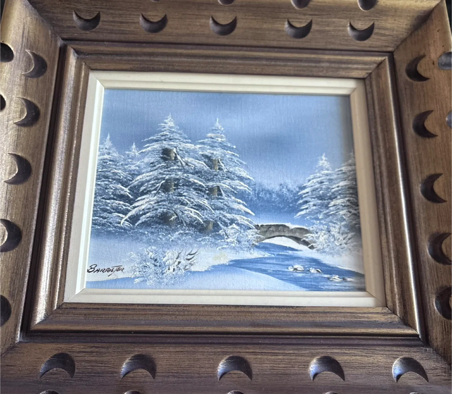 Original Barrister Framed Winter Landscape Oil Painting thumbnail