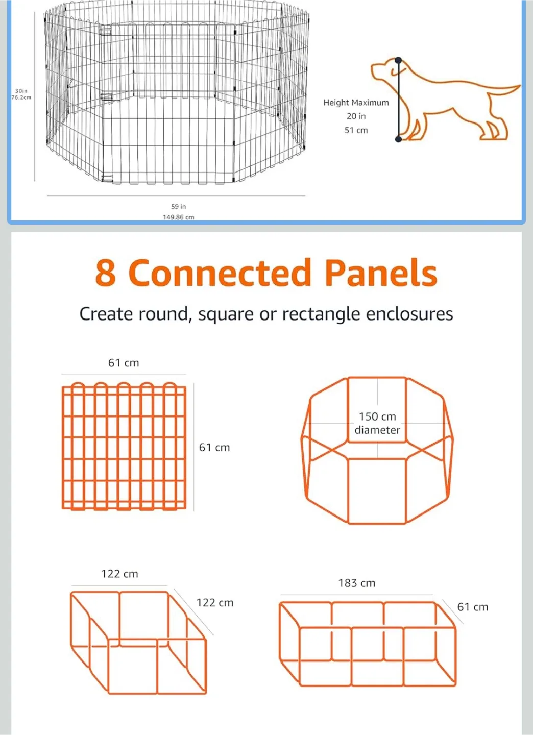 🥕 Black metal exercise dog pen image indicator(2)