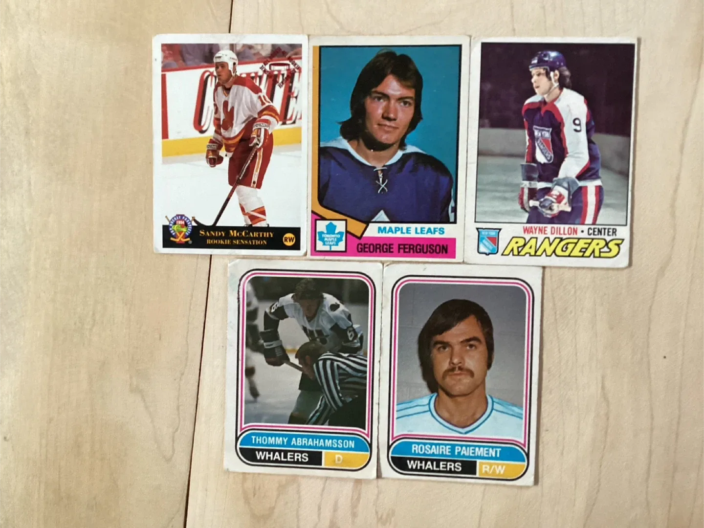 3 NHL & 2 WHA Trading Cards %’s 22,106,127,166 & 302 ! thumbnail