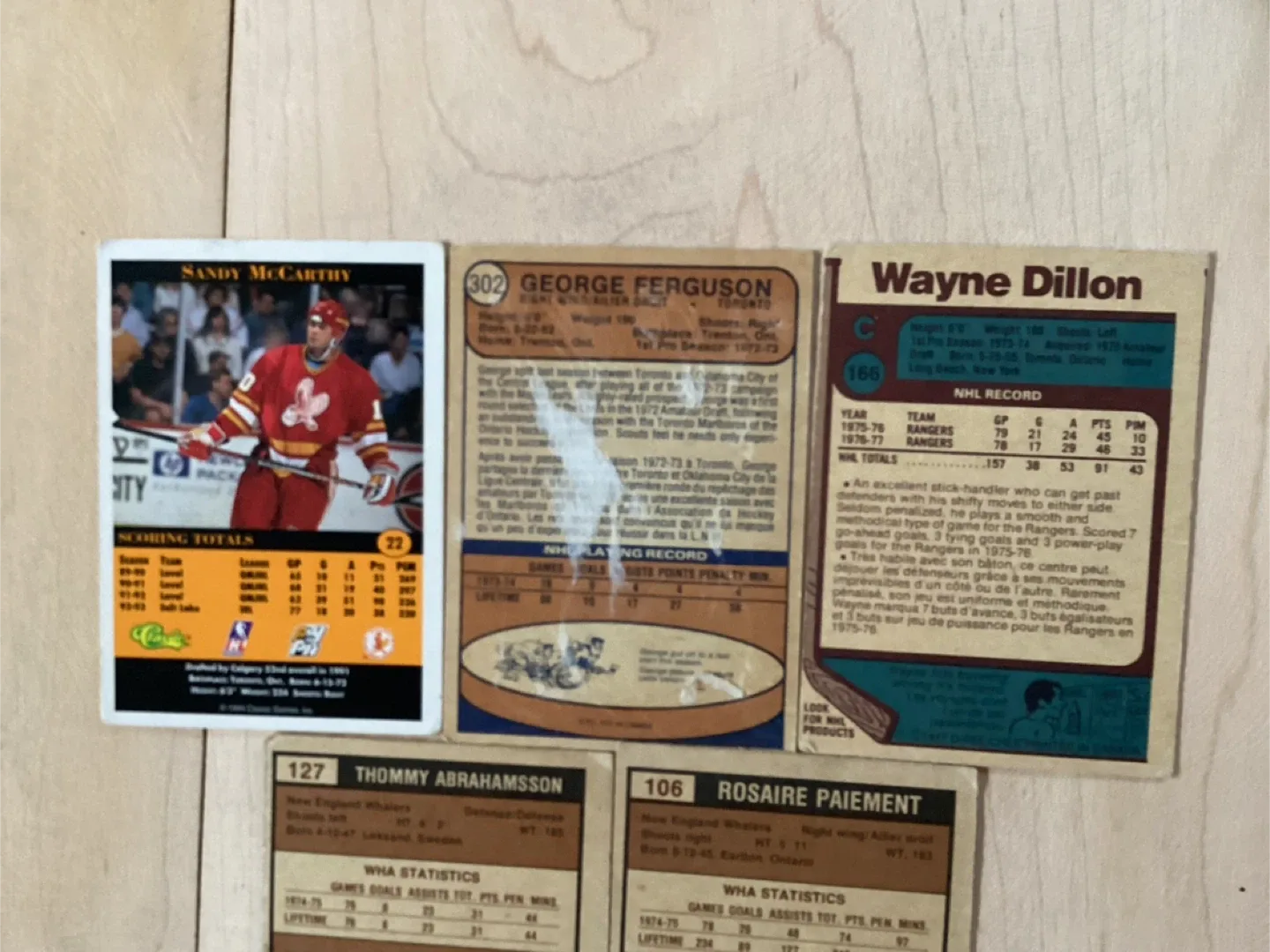 3 NHL & 2 WHA Trading Cards %’s 22,106,127,166 & 302 ! image indicator(5)