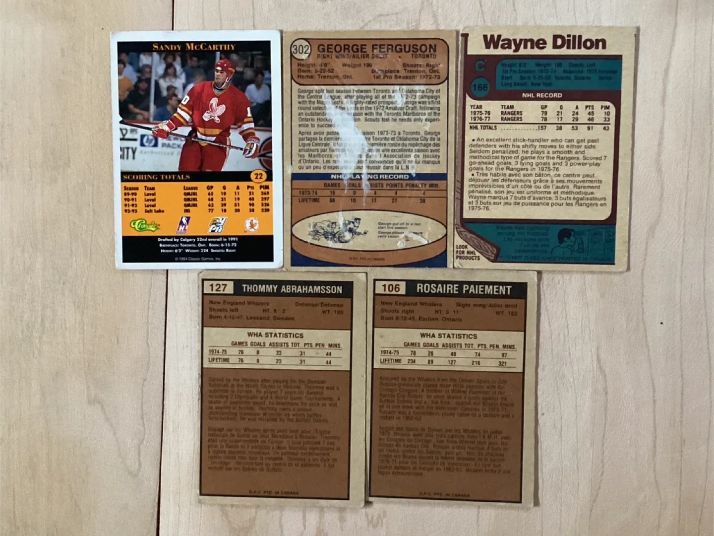 3 NHL & 2 WHA Trading Cards %’s 22,106,127,166 & 302 ! image indicator(4)