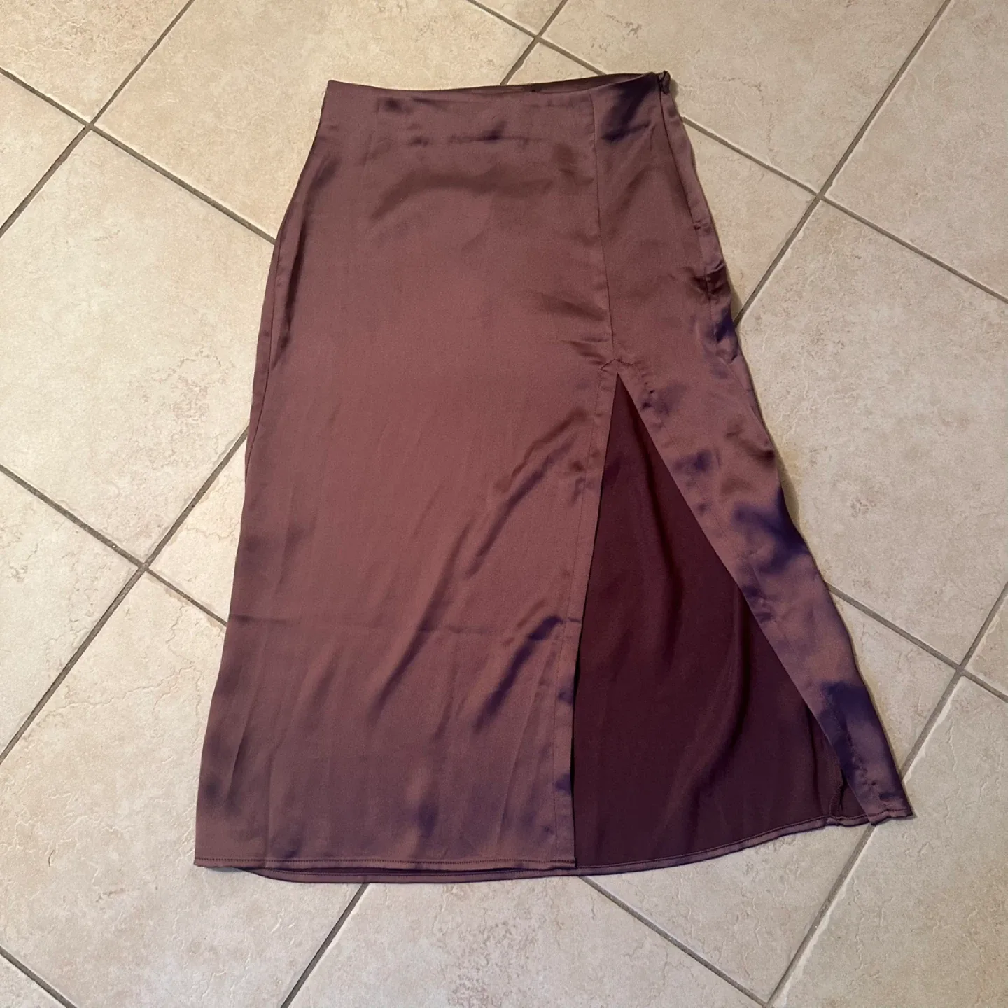 Deep Mauve Satin Slip Skirt thumbnail