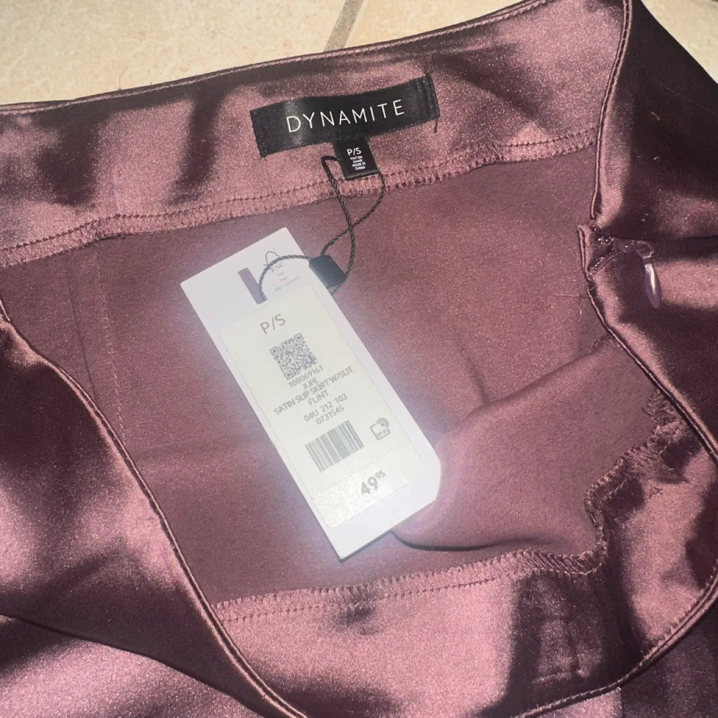 Deep Mauve Satin Slip Skirt image indicator(4)
