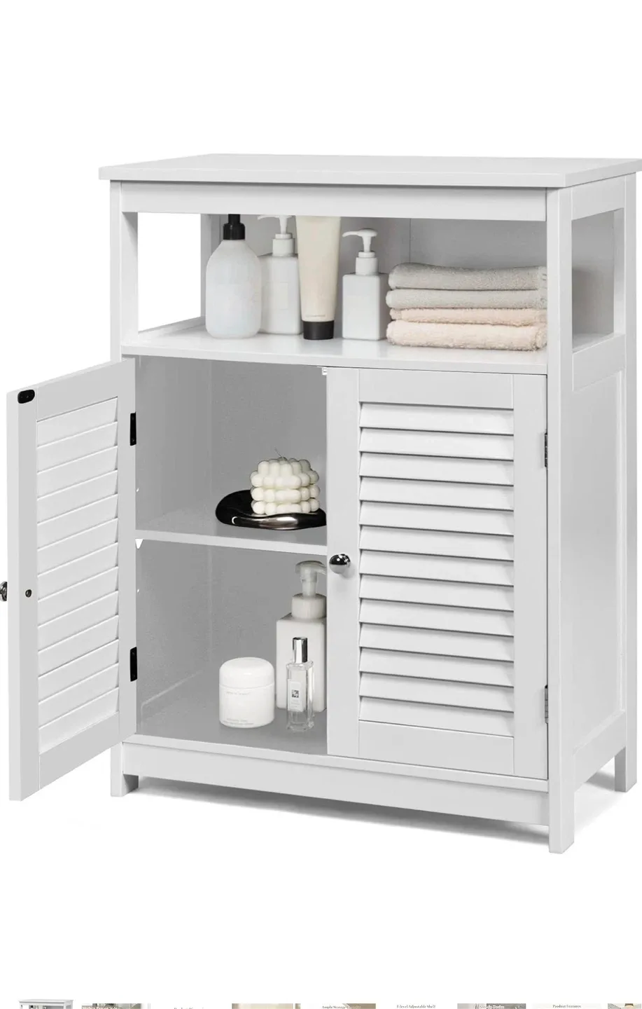 White Bathroom Floor Cabinet image indicator(3)