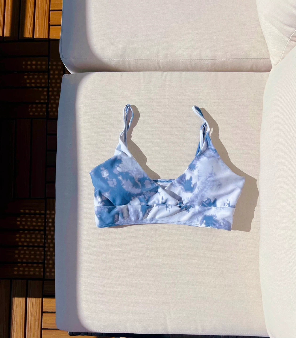 Blue Tie Dye Bikini Top - Size L