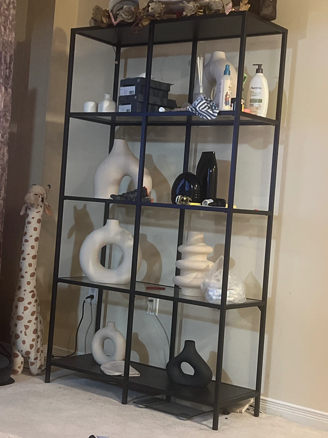 IKEA Vittsjö Shelving Unit - Black-Brown/Glass