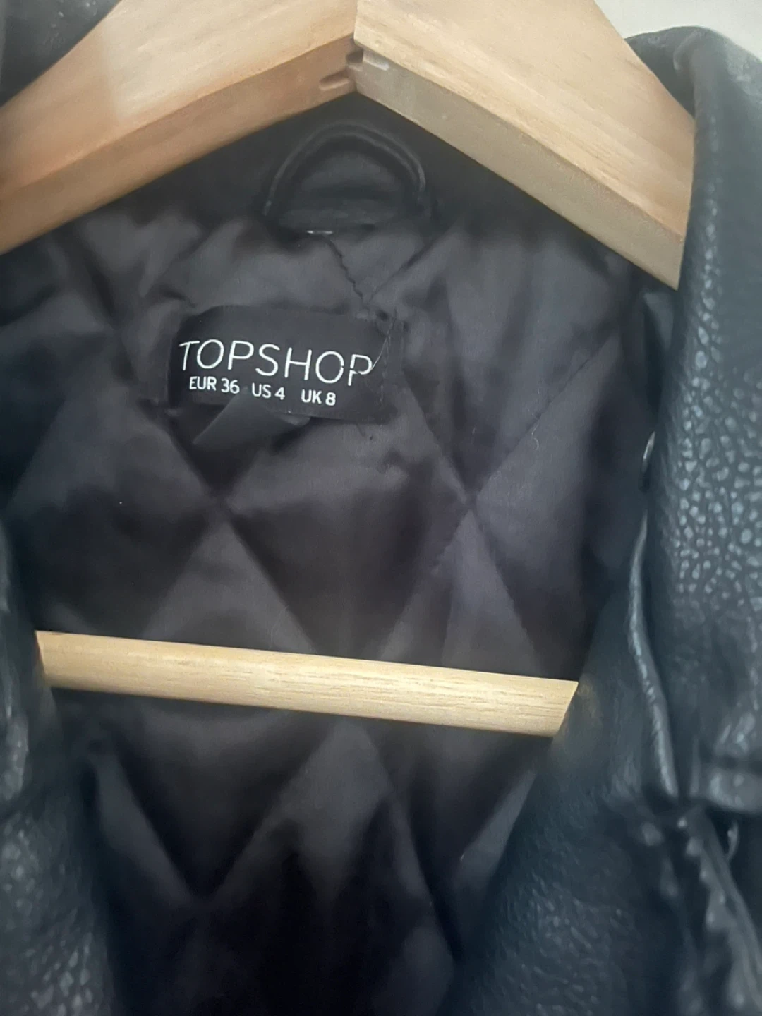 Topshop Black Faux Leather Biker Jacket - US 4 - photo 2
