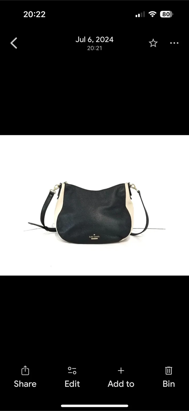 Kate Spade Black & Beige Leather Shoulder Bag image indicator(3)