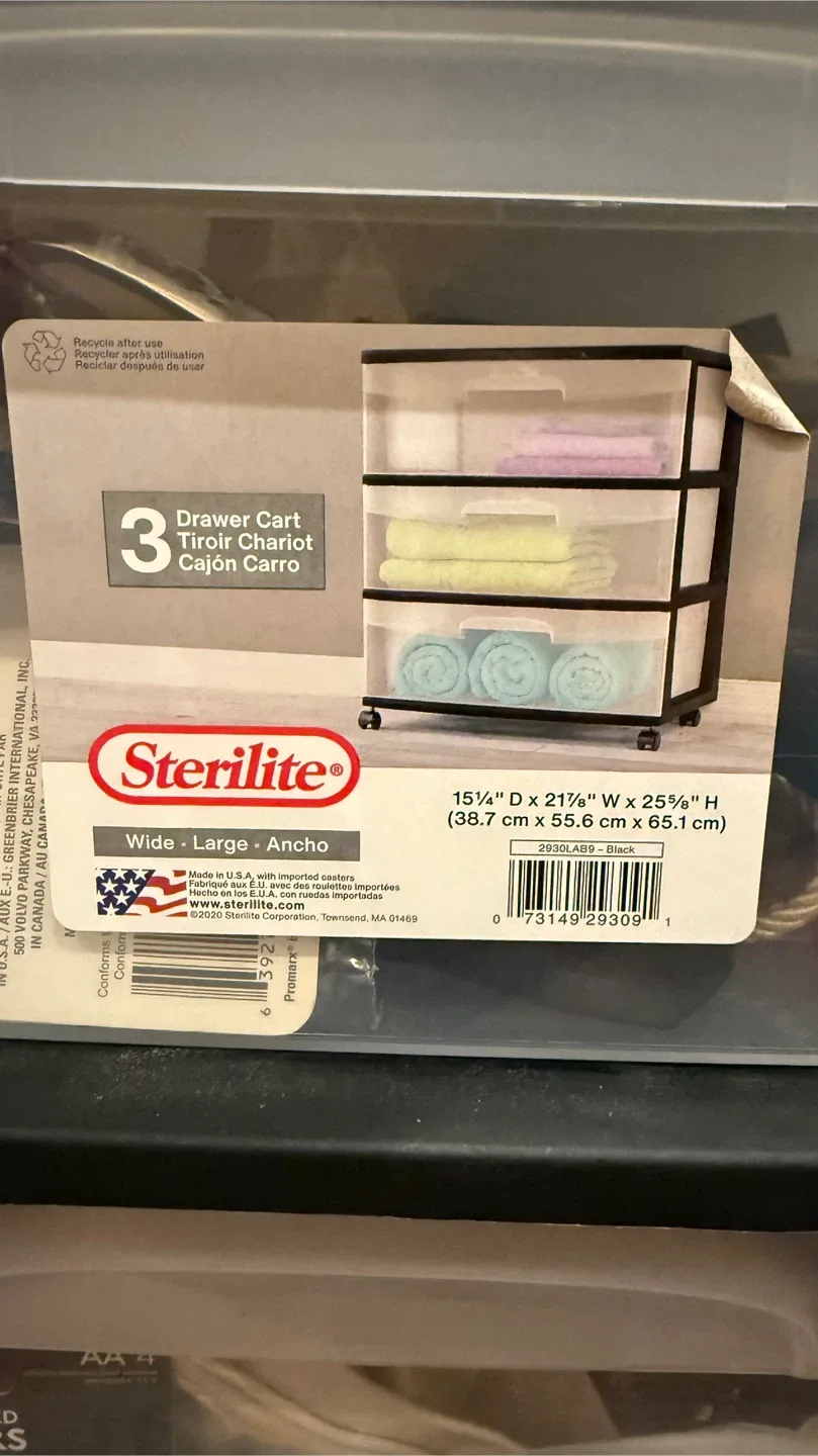 Sterilite 3 Drawer Wide Cart image indicator(2)