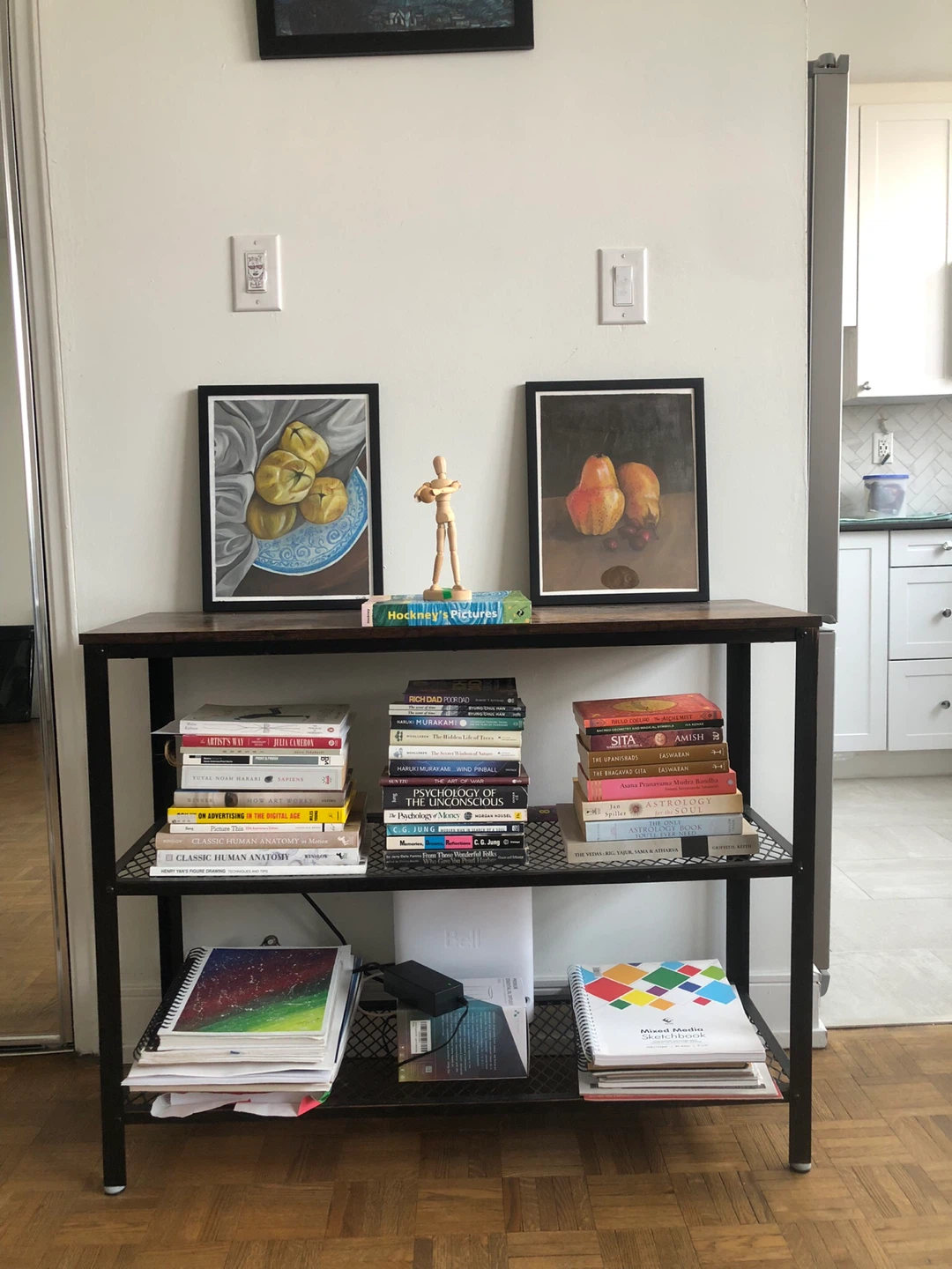 Console Table with Metal Frame & Wood Top