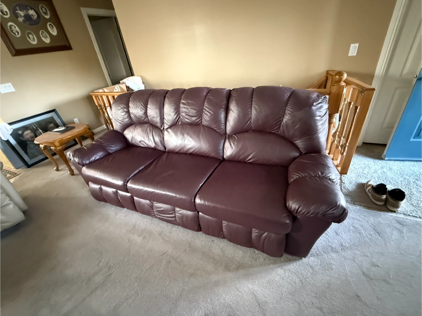 Burgundy Leather Reclining Sofa and Chair Set - photo 2