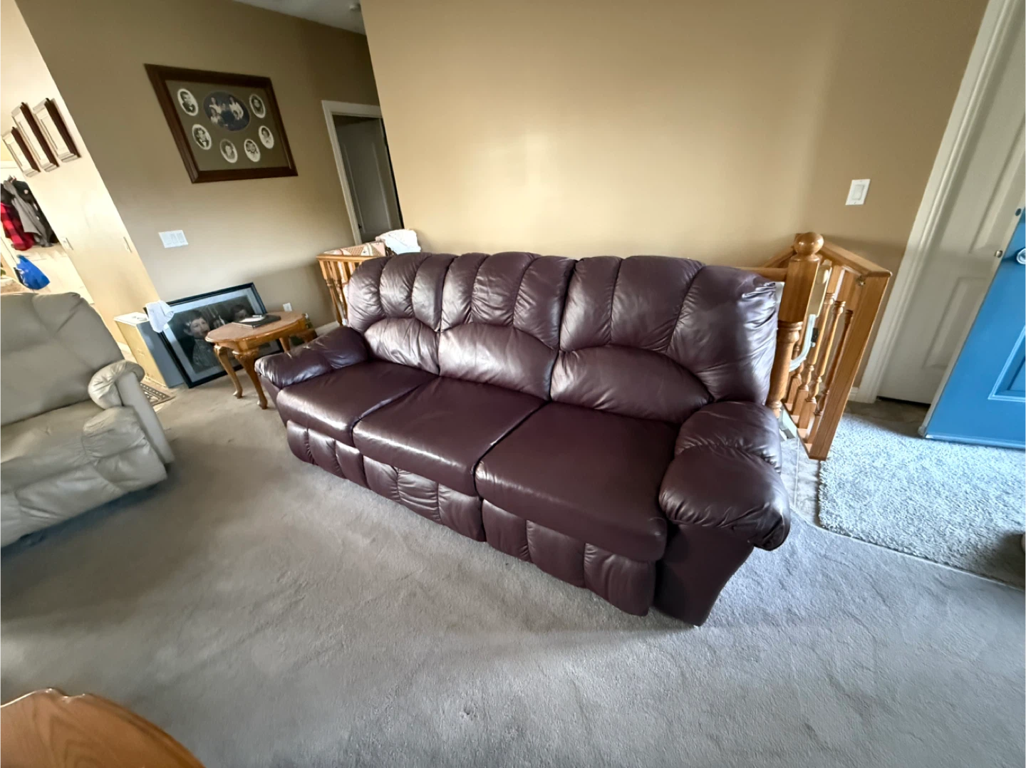 Burgundy Leather Reclining Sofa and Chair Set