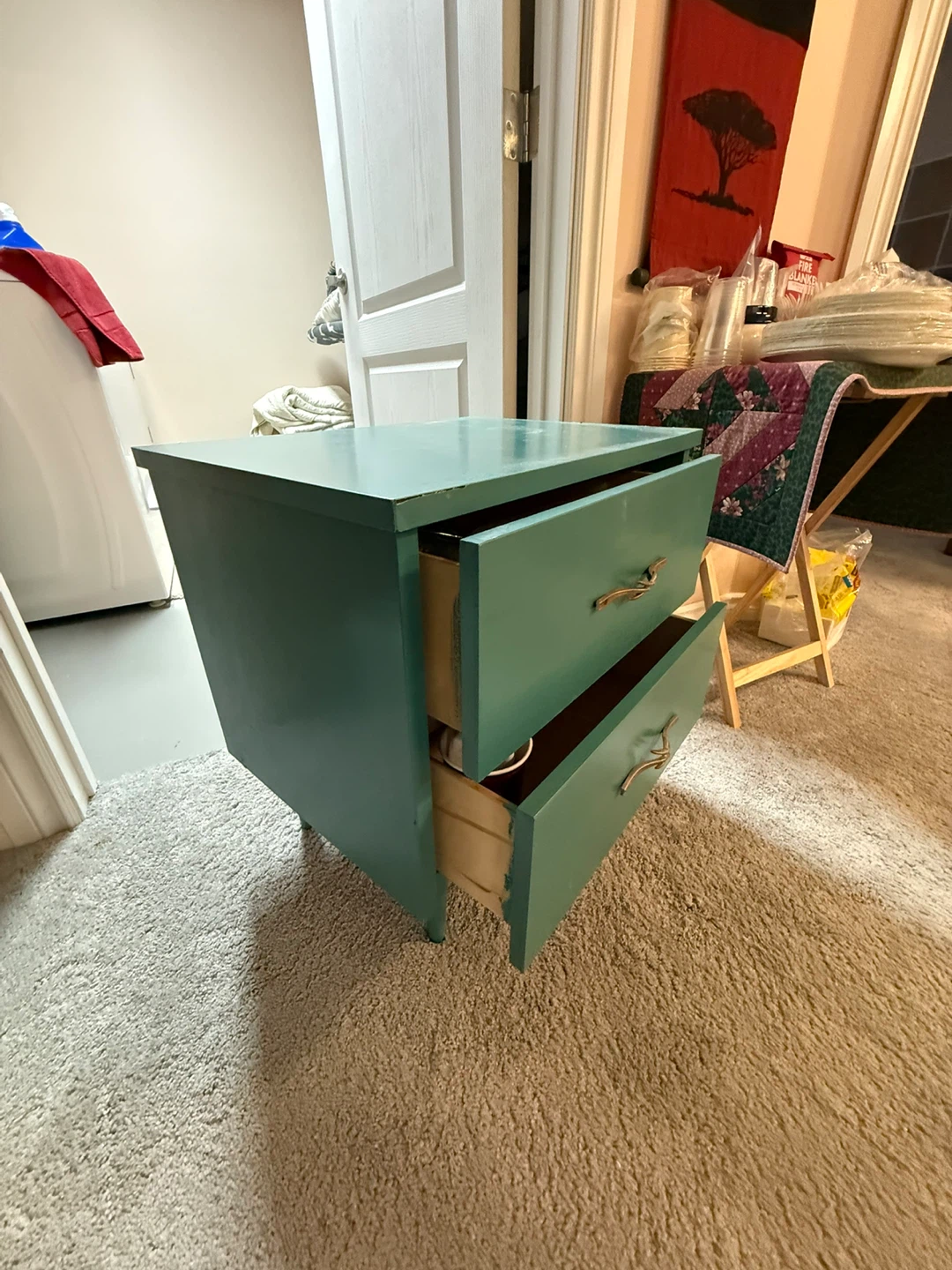 Green 2-Drawer Bedside Table