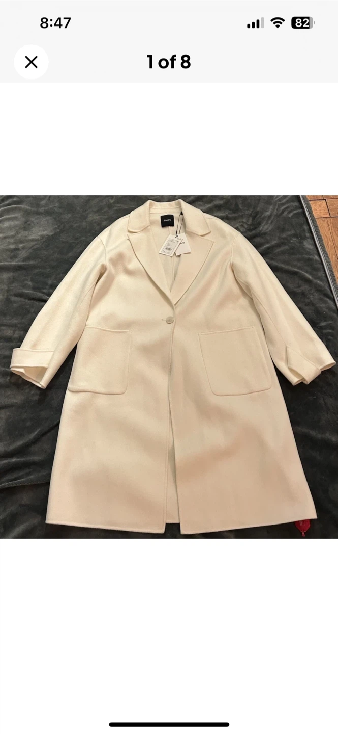 Theory Easy One Button Coat - Ivory, Size L