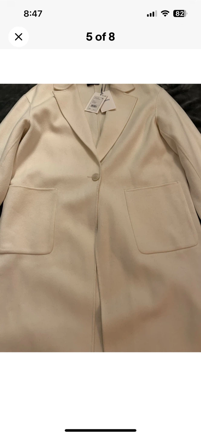 Theory Easy One Button Coat - Ivory, Size L - photo 5