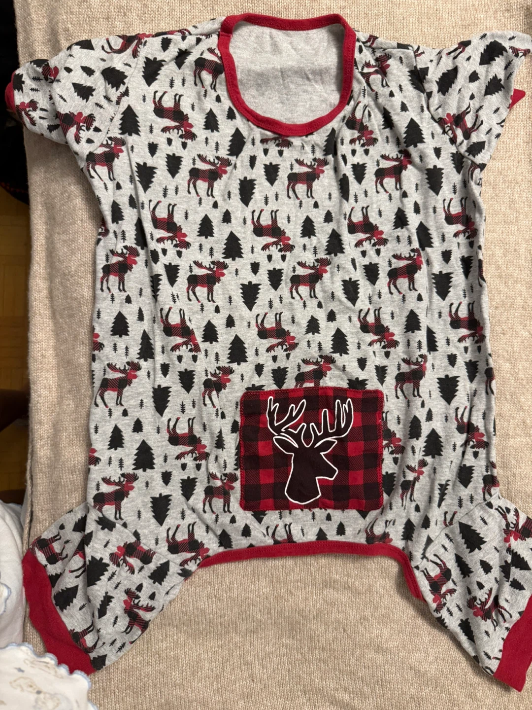 Moose & Tree Patterned Dog Onesie