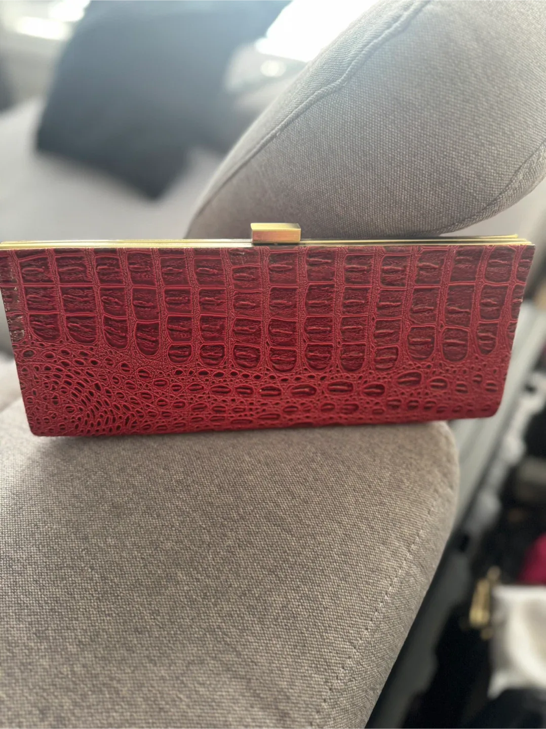 Red Crocodile Print Clutch thumbnail