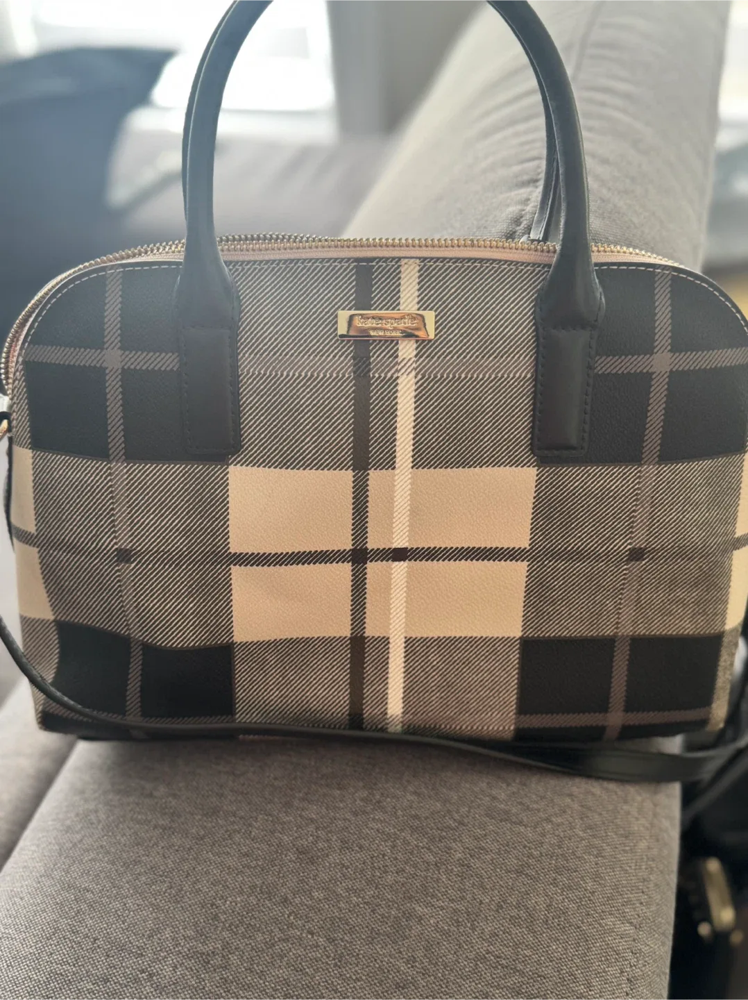 Kate Spade Plaid Dome Satchel thumbnail