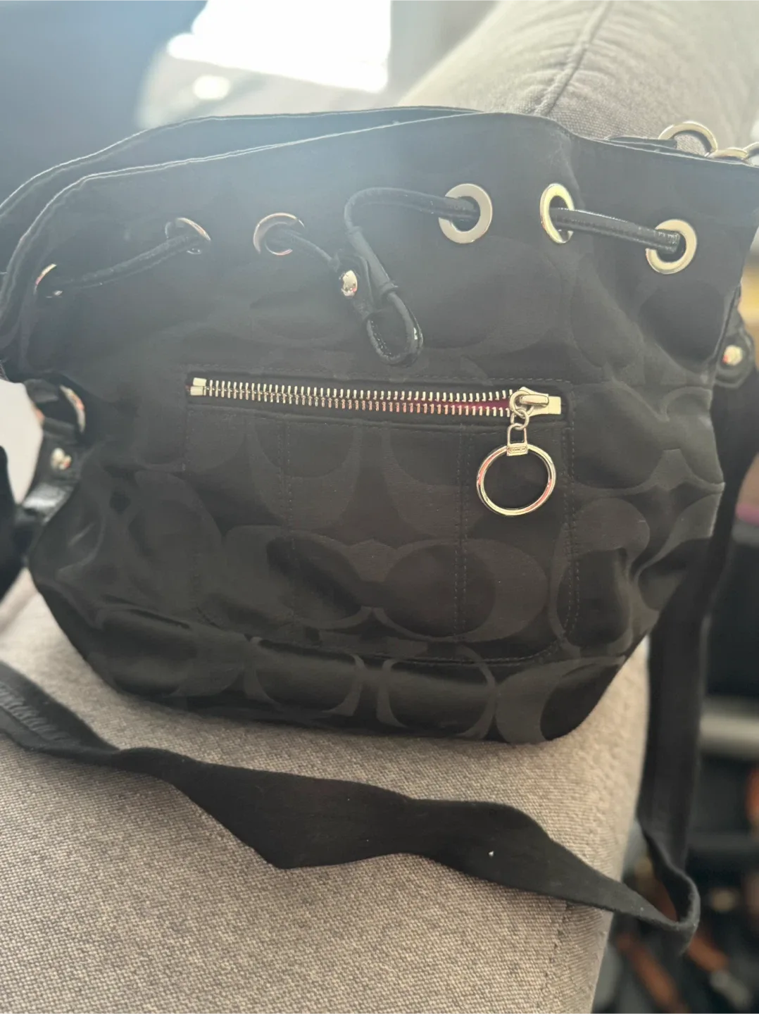Coach Black Drawstring Bucket Bag image indicator(3)