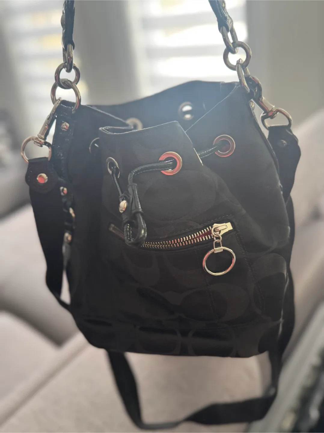 Coach Black Drawstring Bucket Bag image indicator(2)