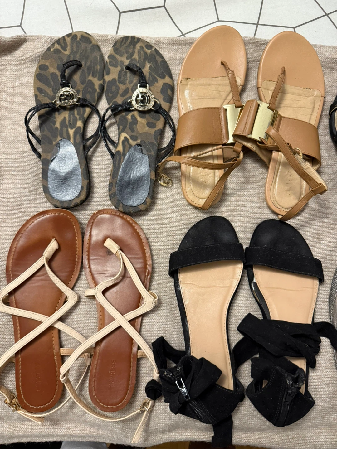 Assorted Women's Sandals: Guess, Express, & More