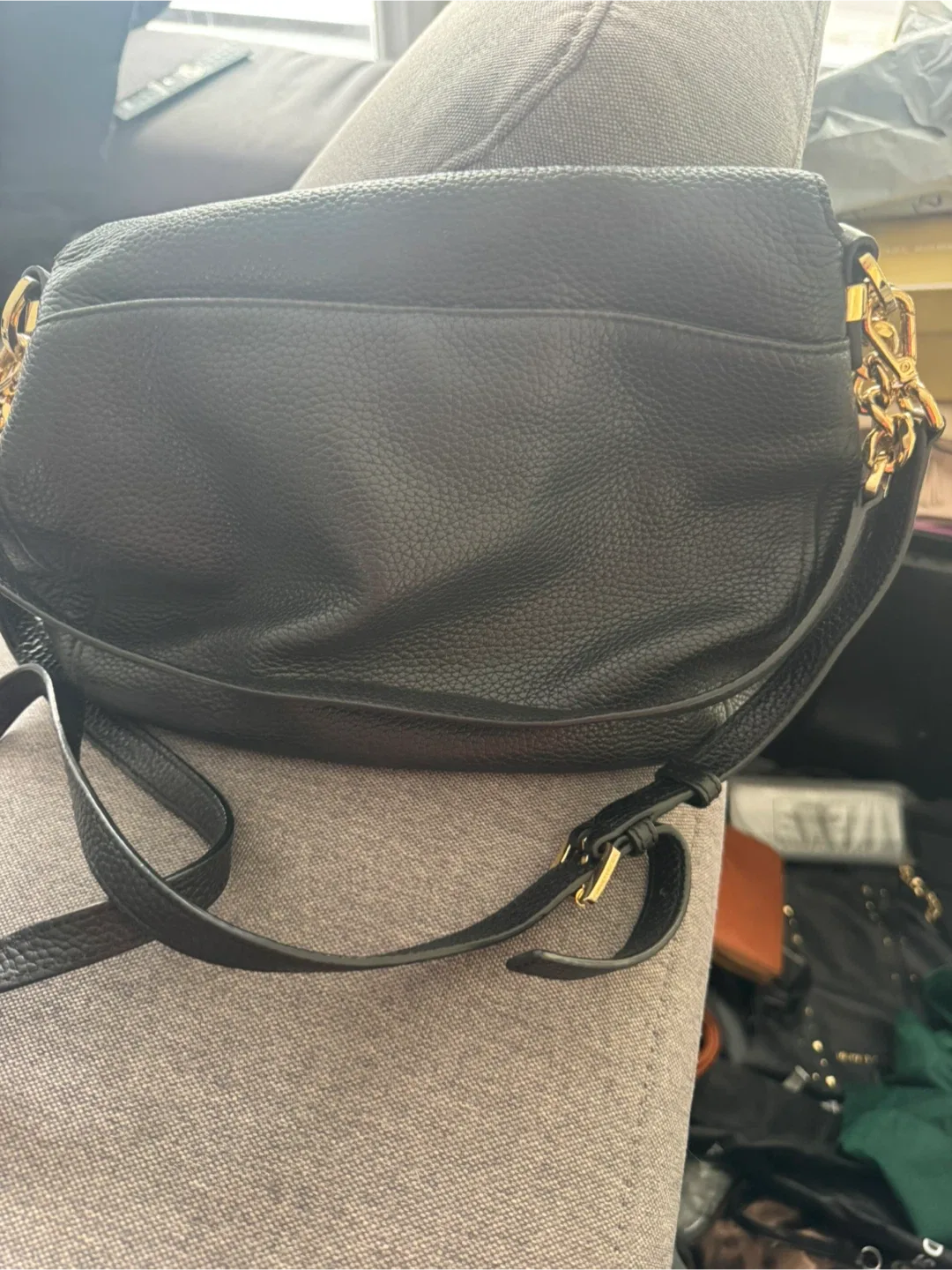 Michael Kors Black Leather Crossbody Bag image indicator(4)