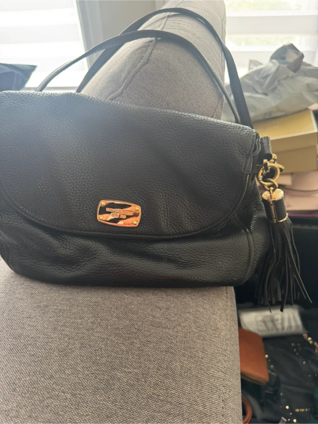 Michael Kors Black Leather Crossbody Bag thumbnail
