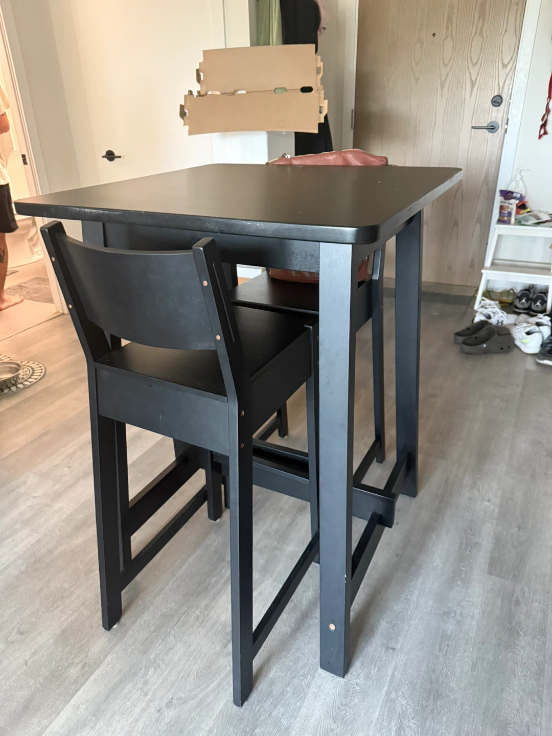 Black Bar Table and Chairs Dining Set