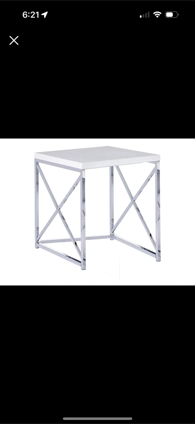 White & Chrome Accent Table