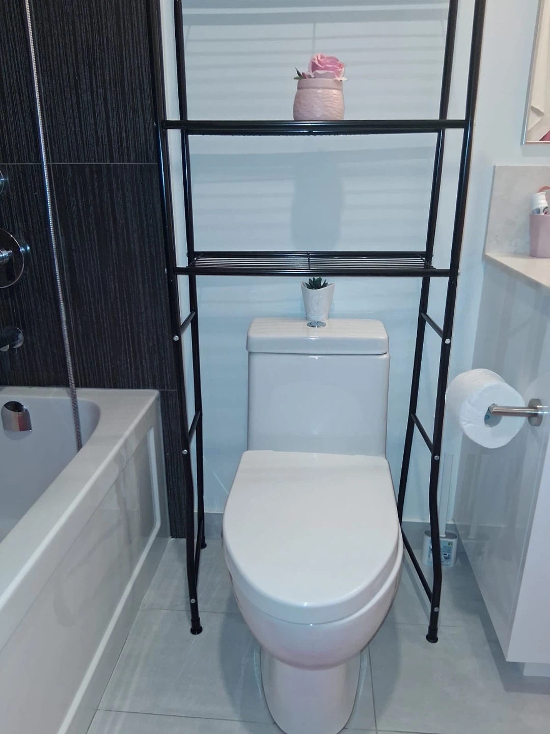 Over-the-Toilet Bathroom Space Saver Shelf - Black - photo 2