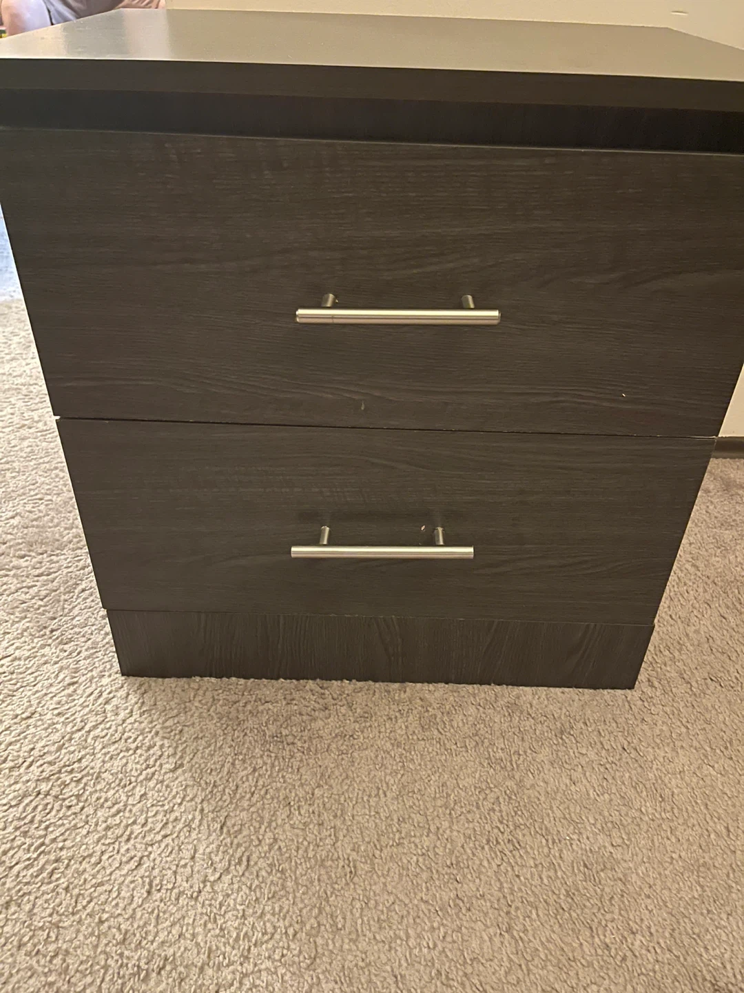 Dark Brown Nightstand with 2 Drawers