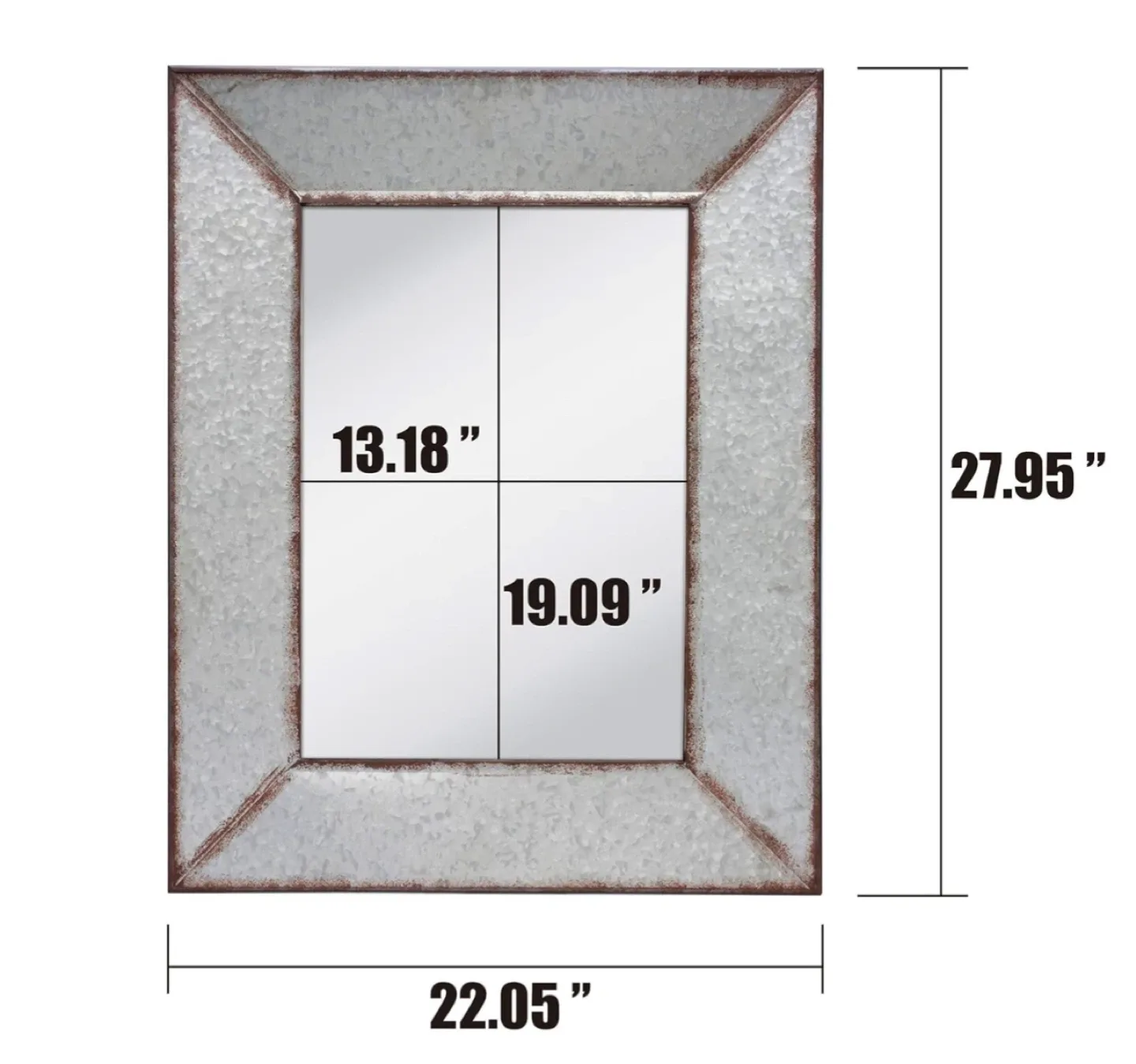 Rustic Metal Framed Mirror (27.95" x 22.05") image indicator(3)
