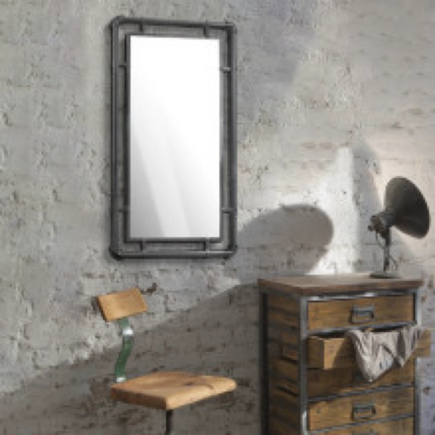 Industrial Style Pipe Frame Mirror - photo 3